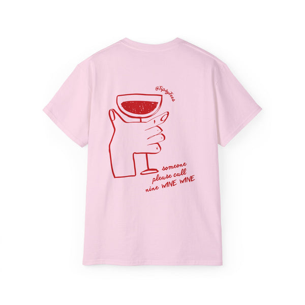 NINE WINE WINE oversized graphic tee in Light Pink with back print