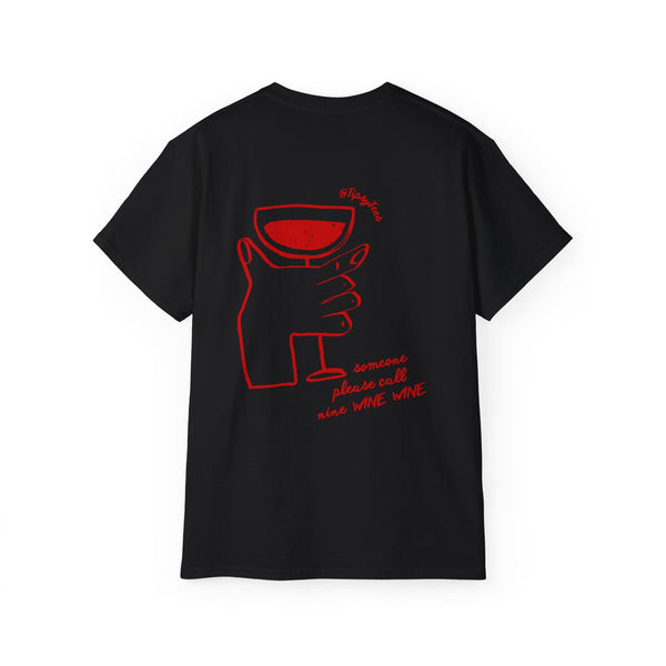 NINE WINE WINE oversized graphic tee in Black with back print
