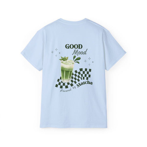 MATCHA POWER oversized graphic tee in Light Blue with back print