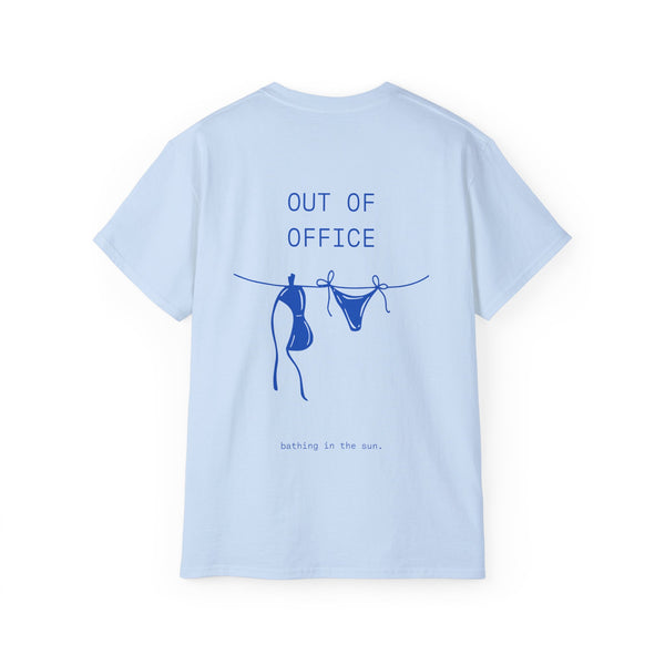 OUT OF OFFICE oversized graphic tee in Light Blue with back print