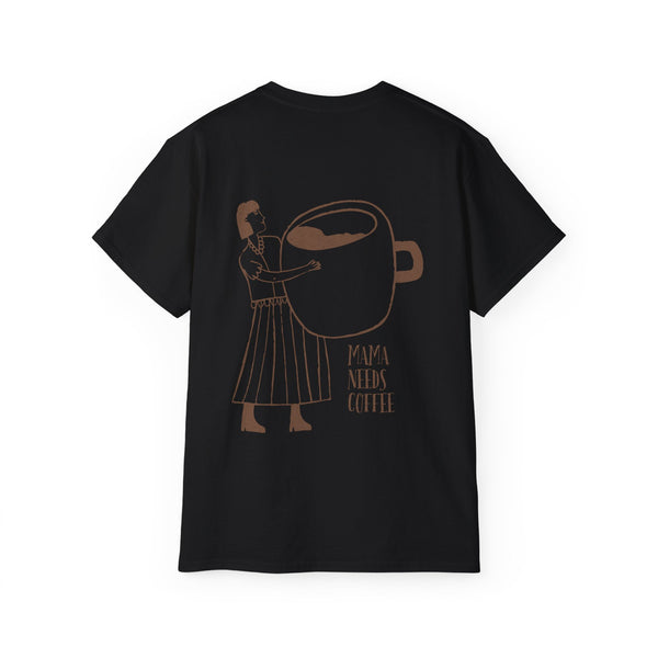 MAMA NEEDS COFFEE oversized graphic tee in Black with back print