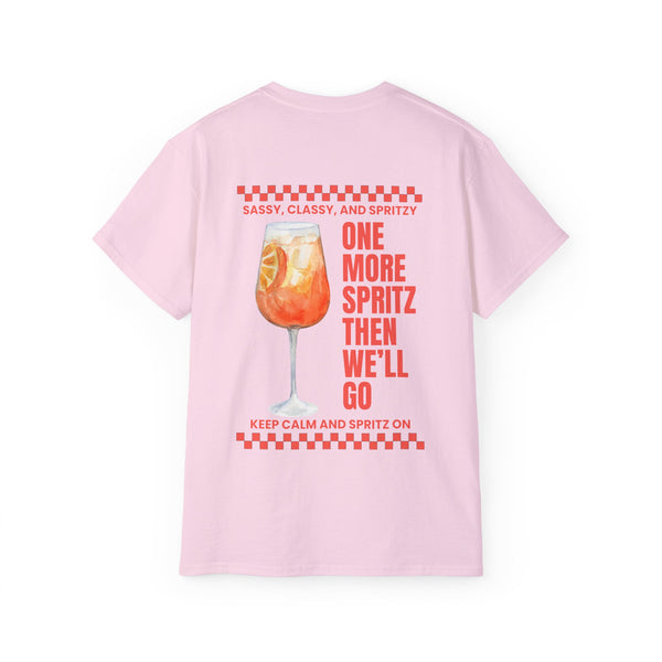 ONE MORE SPRITZ oversized graphic tee in Light Pink with back print