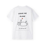 LEAVE ME ALONE oversized graphic tee in White with back print