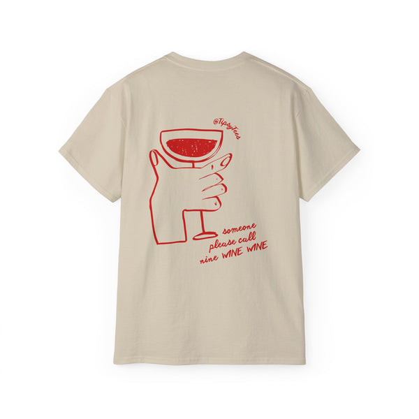 NINE WINE WINE oversized graphic tee in Sand with back print