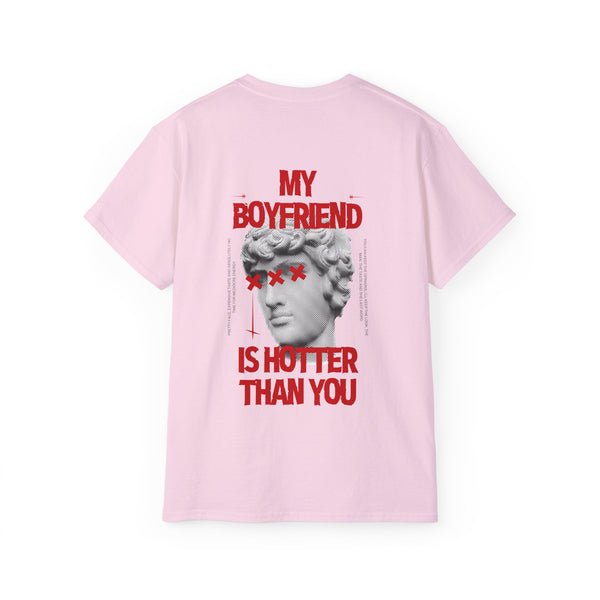 HOT BOYFRIEND oversized graphic tee in Light Pink with back print