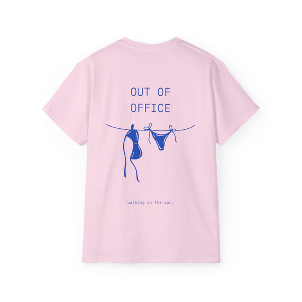 OUT OF OFFICE oversized graphic tee in Light Pink with back print