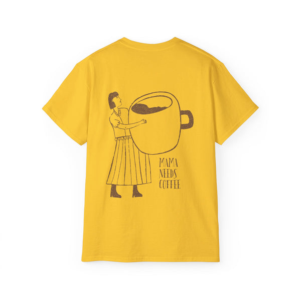 MAMA NEEDS COFFEE oversized graphic tee in Daisy with back print