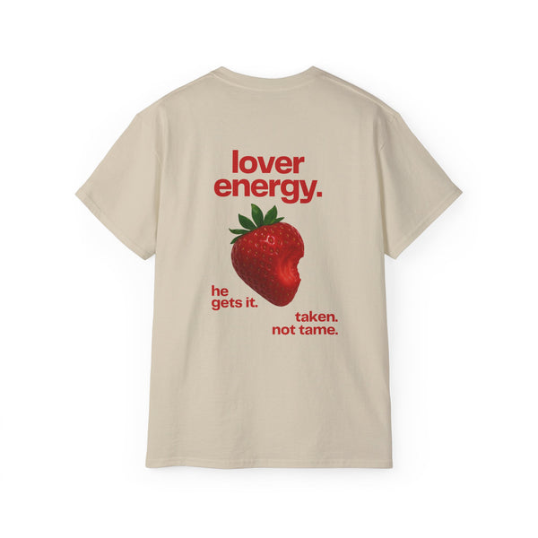 LOVER ENERGY oversized graphic tee in Sand with back print