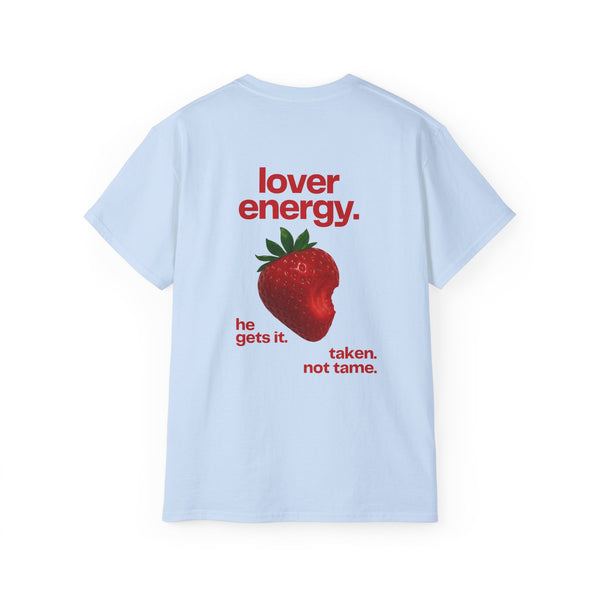LOVER ENERGY oversized graphic tee in Light Blue with back print