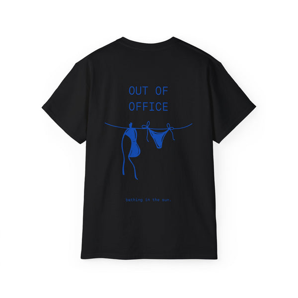 OUT OF OFFICE oversized graphic tee in Black with back print