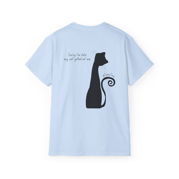 CAT LOVER oversized graphic tee in Light Blue with back print