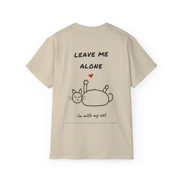 LEAVE ME ALONE oversized graphic tee in Sand with back print