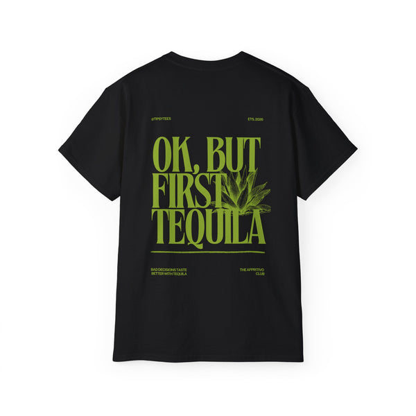 FIRST TEQUILA oversized graphic tee in Black with back print