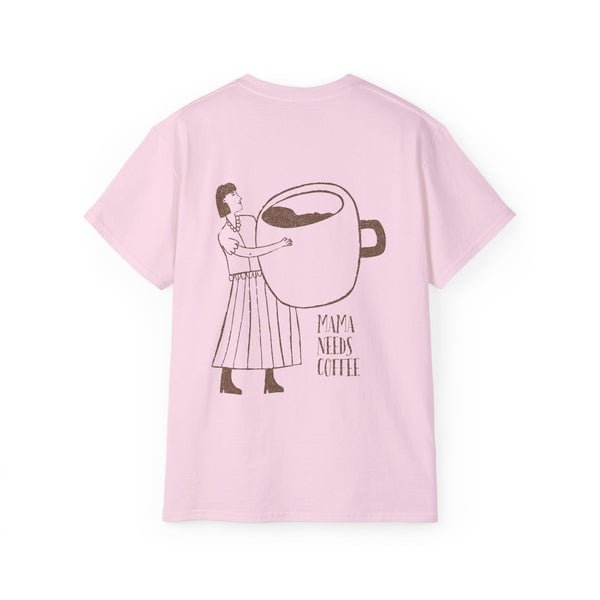 MAMA NEEDS COFFEE oversized graphic tee in Light Pink with back print