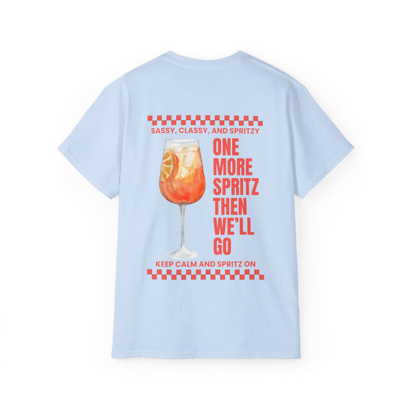 ONE MORE SPRITZ oversized graphic tee in Light Blue with back print