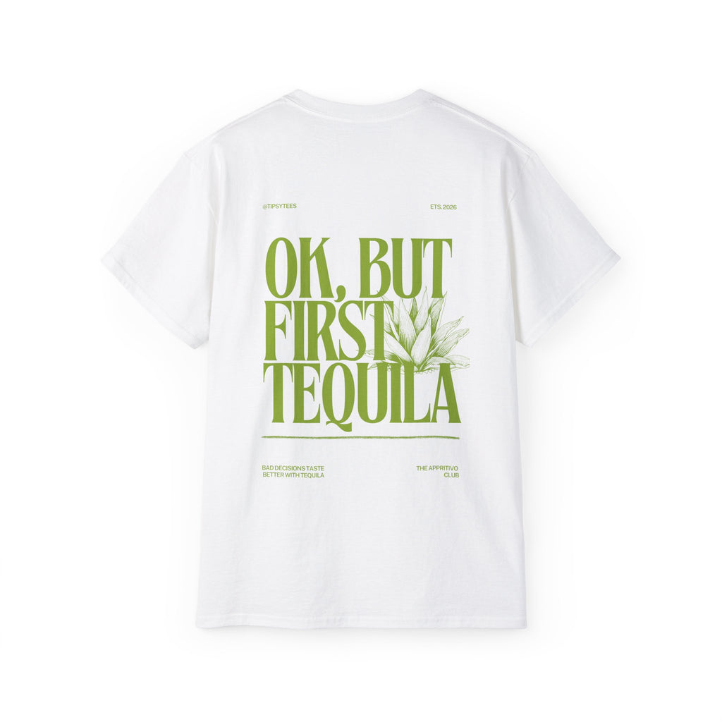 FIRST TEQUILA oversized graphic tee in White with back print