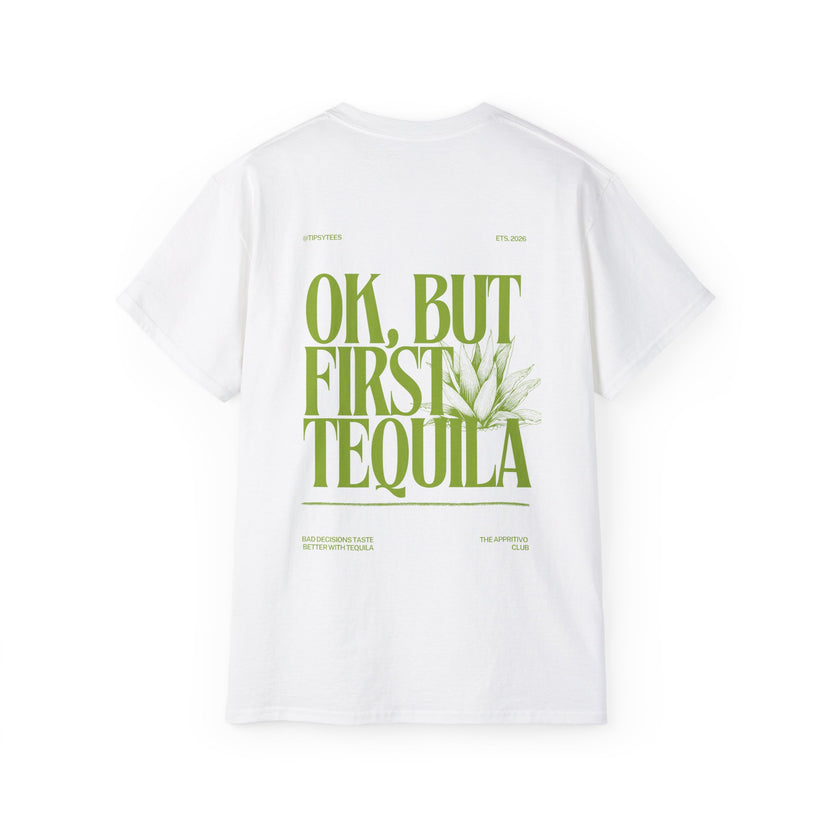 FIRST TEQUILA oversized graphic tee in White with back print
