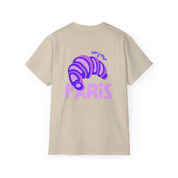 BONJOUR PARIS oversized graphic tee in Sand with back print