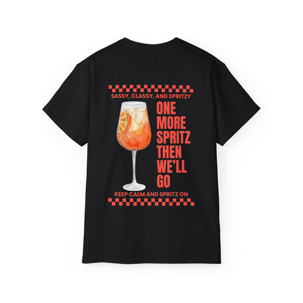 ONE MORE SPRITZ oversized graphic tee in Black with back print