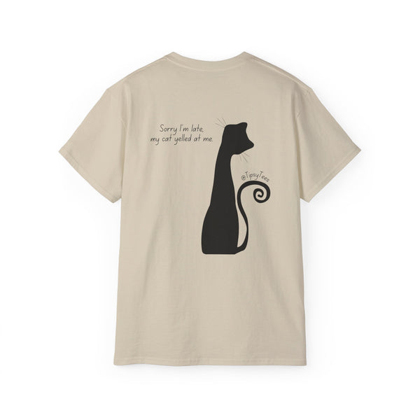 CAT LOVER oversized graphic tee in Sand with back print