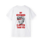 HOT BOYFRIEND oversized graphic tee in White with back print