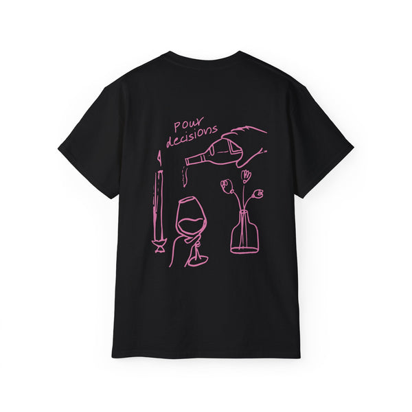 POUR DECISIONS oversized graphic tee in Black with back print