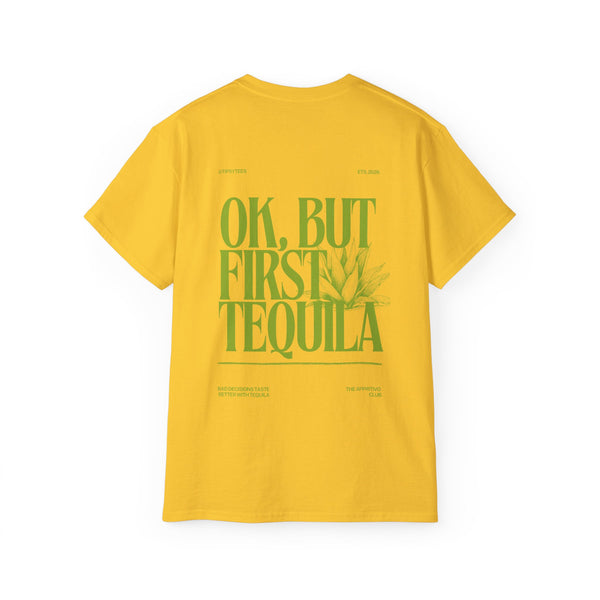 FIRST TEQUILA oversized graphic tee in Daisy with back print