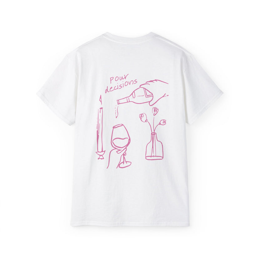 POUR DECISIONS oversized graphic tee in White with back print