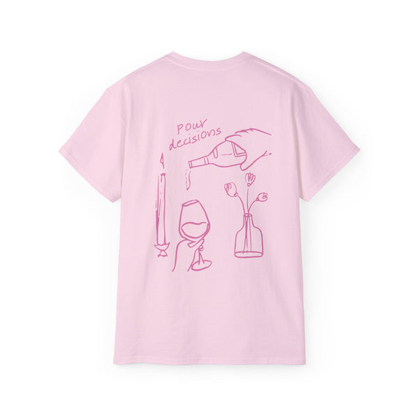 POUR DECISIONS oversized graphic tee in Light Pink with back print