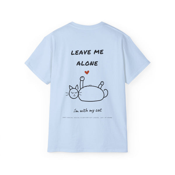 LEAVE ME ALONE oversized graphic tee in Light Blue with back print