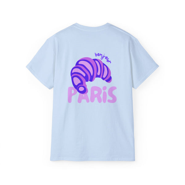 BONJOUR PARIS oversized graphic tee in Light Blue with back print