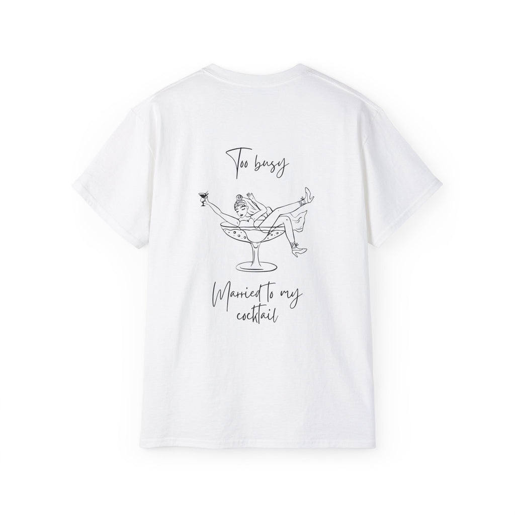 TOO BUSY oversized graphic tee in White with back print