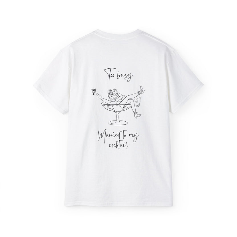 TOO BUSY oversized graphic tee in White with back print
