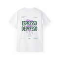 MORE ESPRESSO LESS DEPRESSO oversized graphic tee in White with back print
