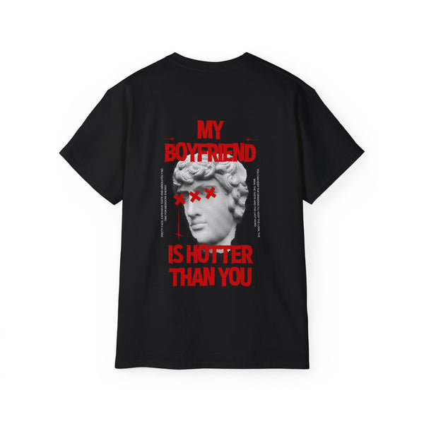 HOT BOYFRIEND oversized graphic tee in Black with back print