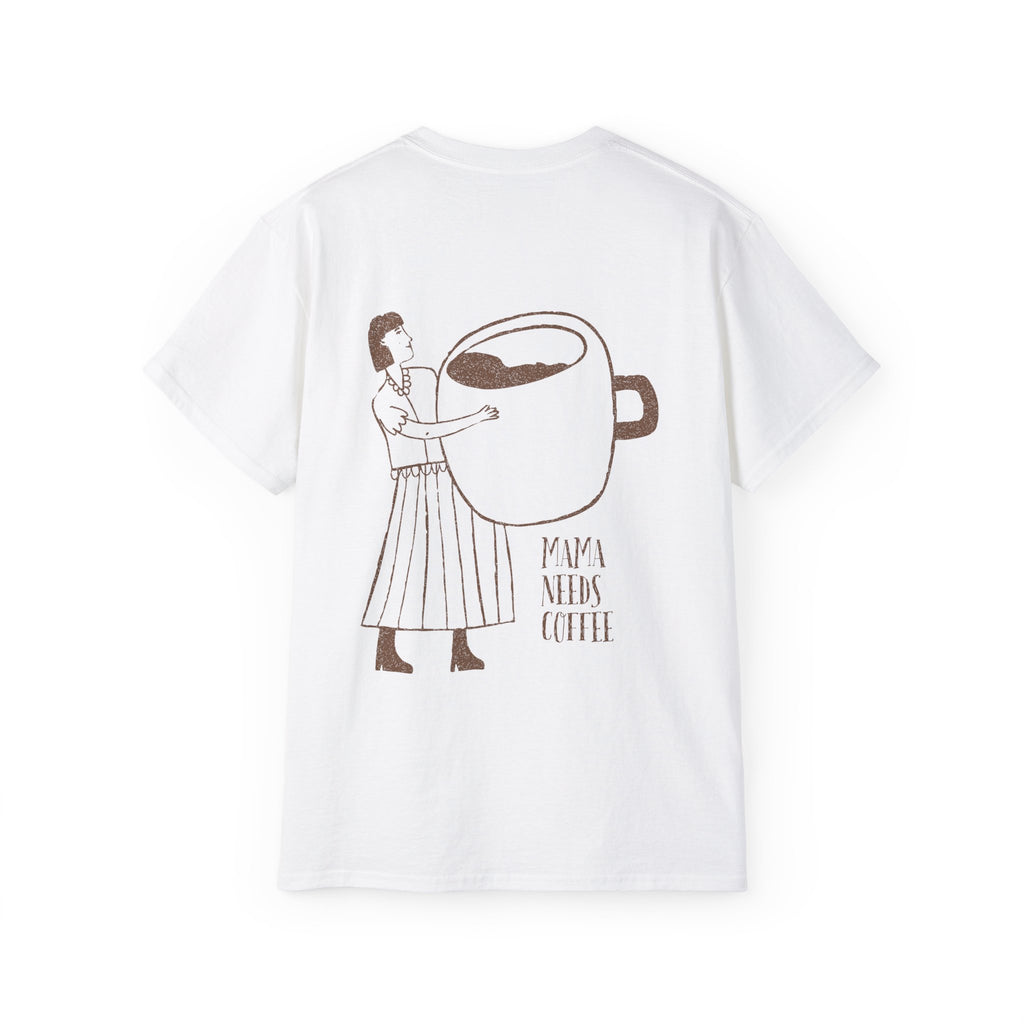 MAMA NEEDS COFFEE oversized graphic tee in White with back print