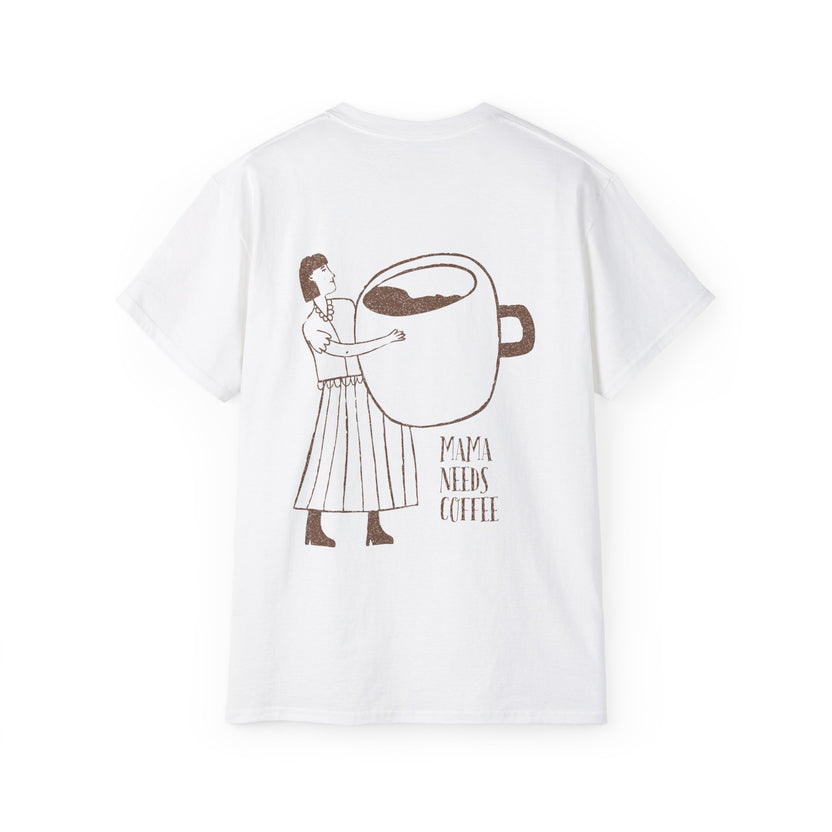 MAMA NEEDS COFFEE oversized graphic tee in White with back print