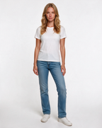 OUT OF OFFICE oversized graphic tee on model, studio lifestyle photograph, front