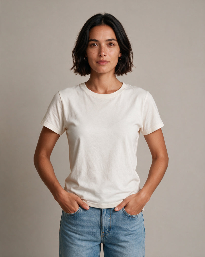 BONJOUR PARIS oversized graphic tee on model, studio lifestyle photograph, front