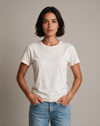 BONJOUR PARIS oversized graphic tee on model, studio lifestyle photograph, front