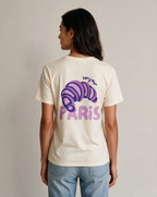 BONJOUR PARIS oversized graphic tee on model, studio lifestyle photograph, back print