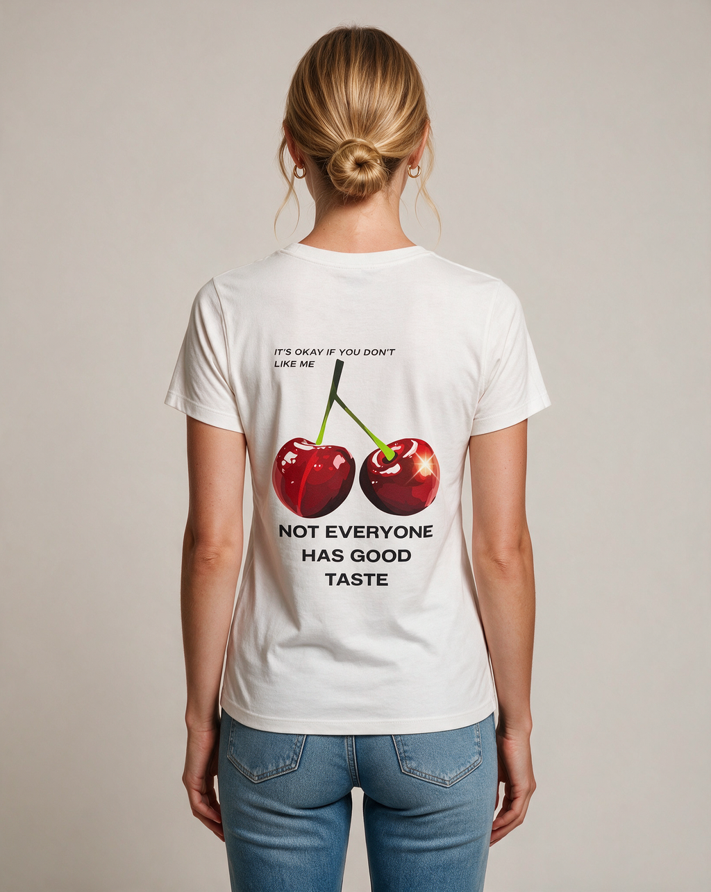 IT'S OKEYYY oversized graphic tee on model, studio lifestyle photograph, back print