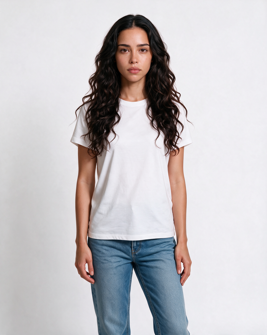 LEAVE ME ALONE oversized graphic tee on model, studio lifestyle photograph, front