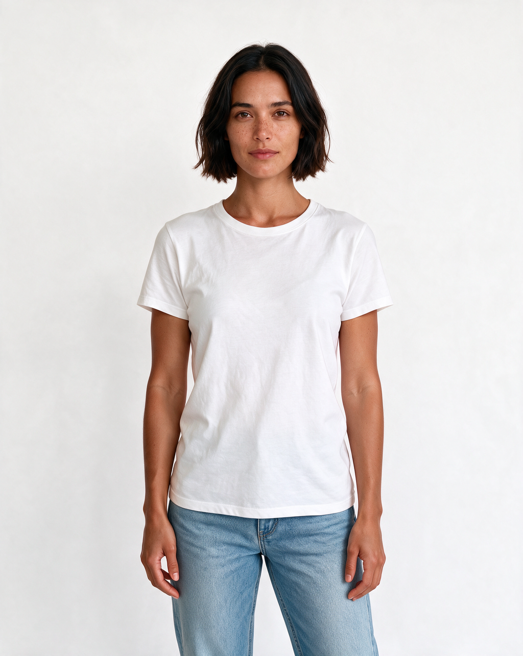 MAMA NEEDS COFFEE oversized graphic tee on model, studio lifestyle photograph, front