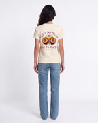 PORNSTAR oversized graphic tee on model, studio lifestyle photograph, back print